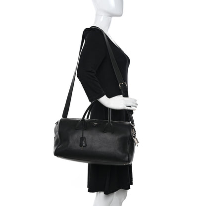 Prada Soft Calfskin Duffle Travel Bag Black 2 of 16