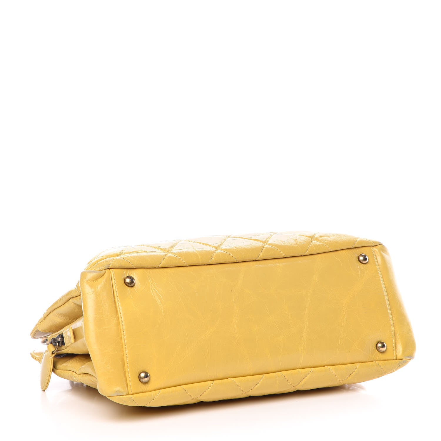 Chanel Glazed Calfskin Quilted Mademoiselle Bowling Tote Yellow 4 of 22