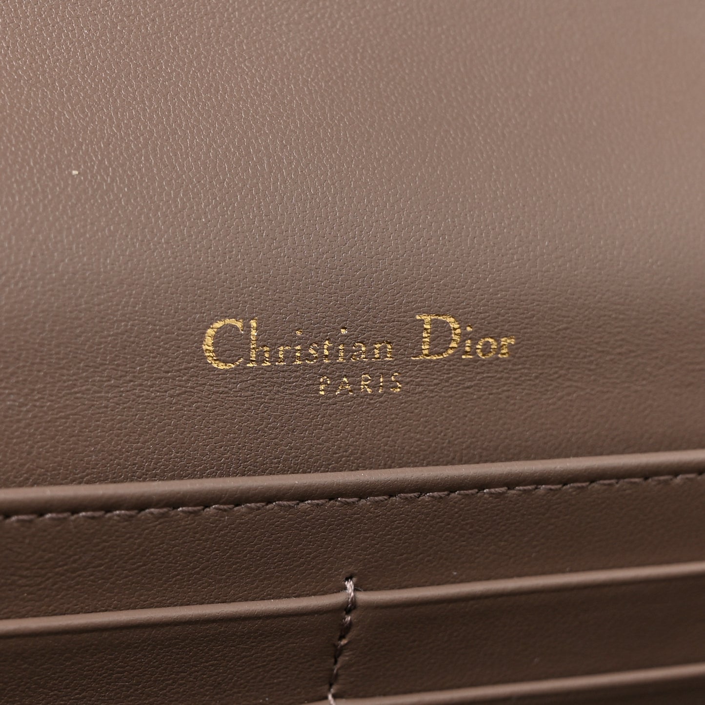 Lambskin Chain Lady Dior Chain Pouch Warm Taupe