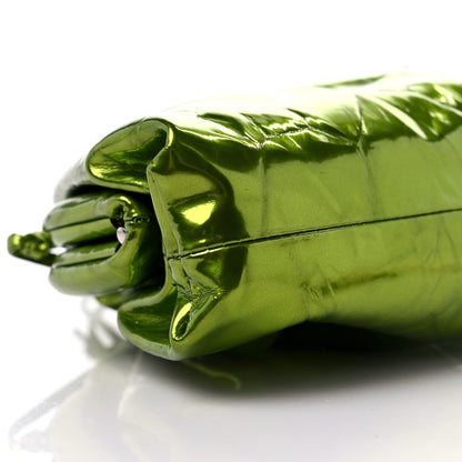 Bottega Veneta Metallic Crushed Calfskin The Mini Pouch Chlorophyll 8 of 9