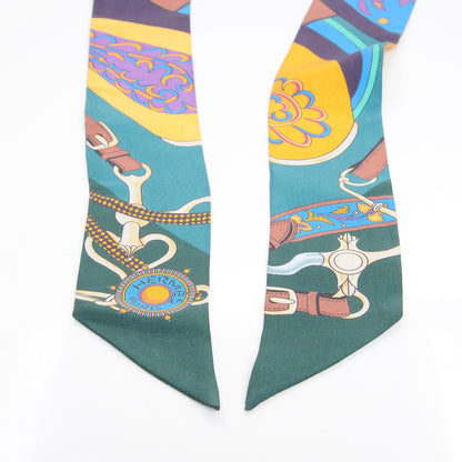 Hermes Silk Festival des Amazones Twilly Vert Bleu Soleil 4 of 5