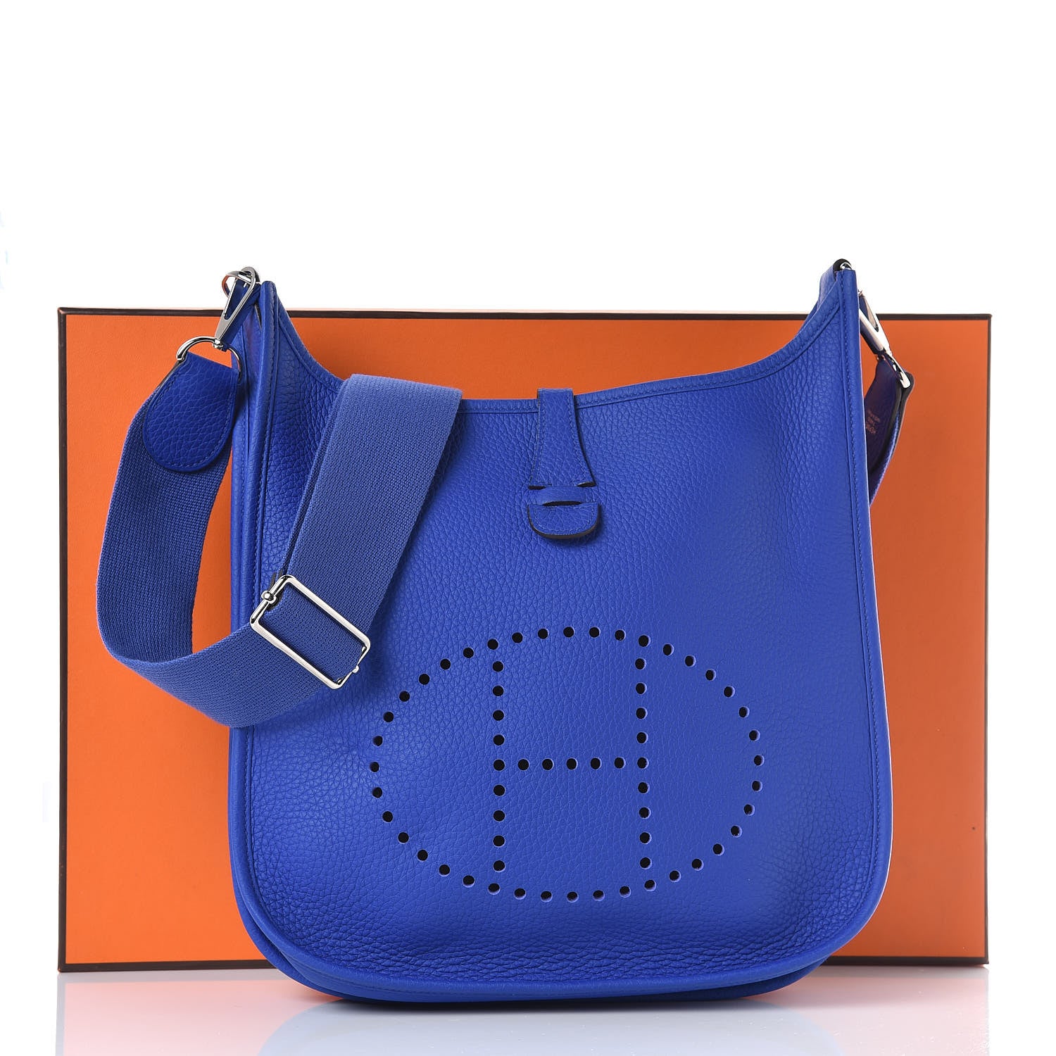 Hermes Taurillon Clemence Evelyne III PM Bleu Electrique 8 of 8