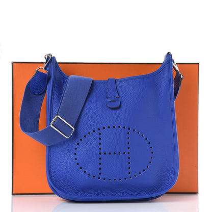 Hermes Taurillon Clemence Evelyne III PM Bleu Electrique 8 of 8