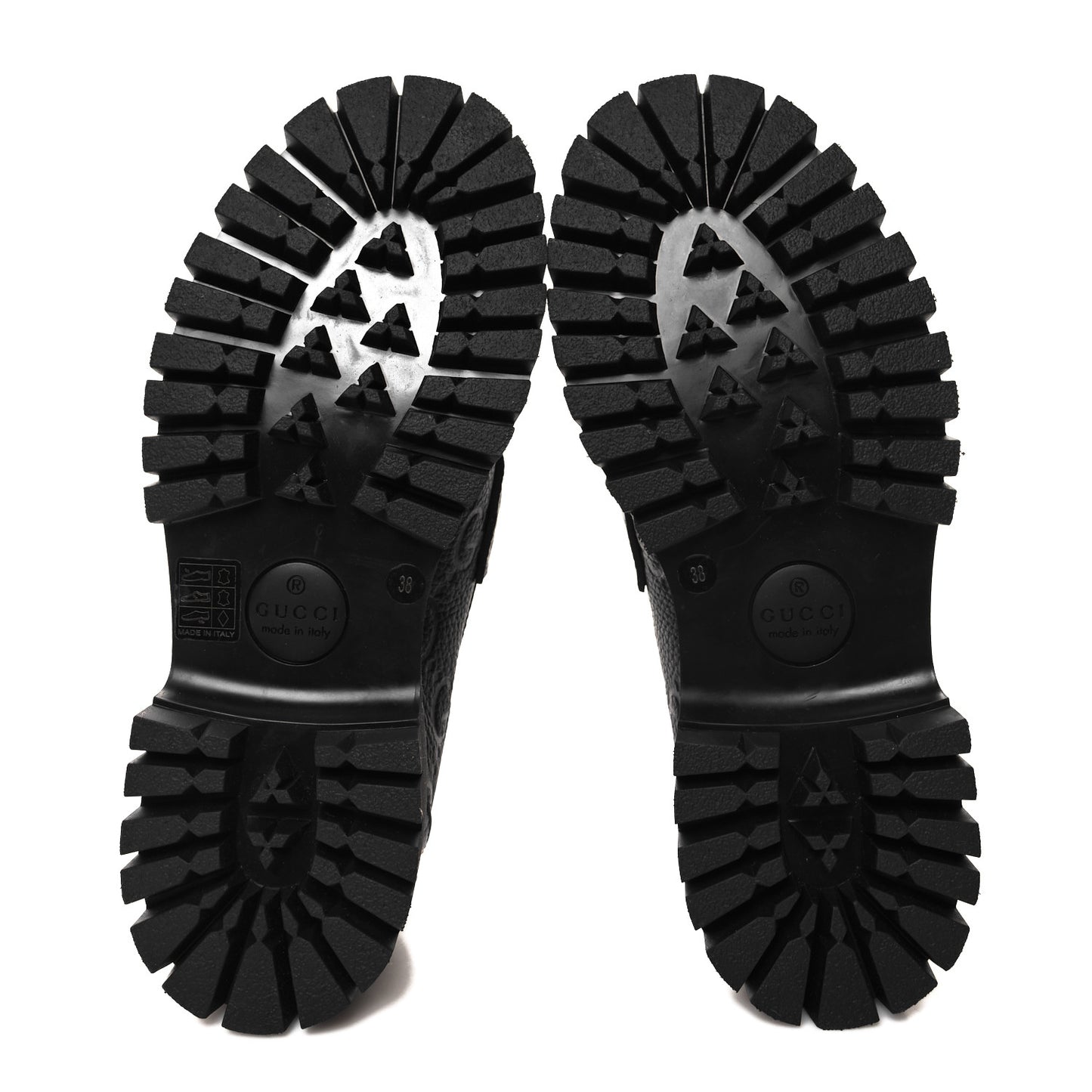 Piuma Calfskin GG Embossed Womens Horsebit Rock 20mm Loafers 38 Black