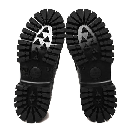 Gucci Piuma Calfskin GG Embossed Womens Horsebit Rock 20mm Loafers 38 Black 5 of 10