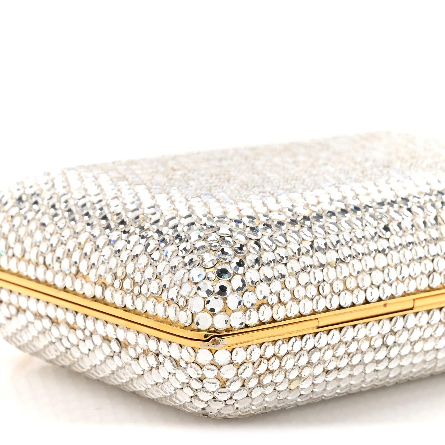 Judith Leiber Swarovski Crystal Minaudiere Clutch Silver Gold 11 of 11
