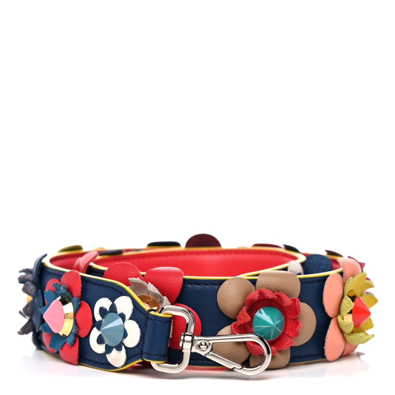 Fendi Vitello Dolce Flowerland Studded Strap You Blue Corallo Multicolor 1 of 8