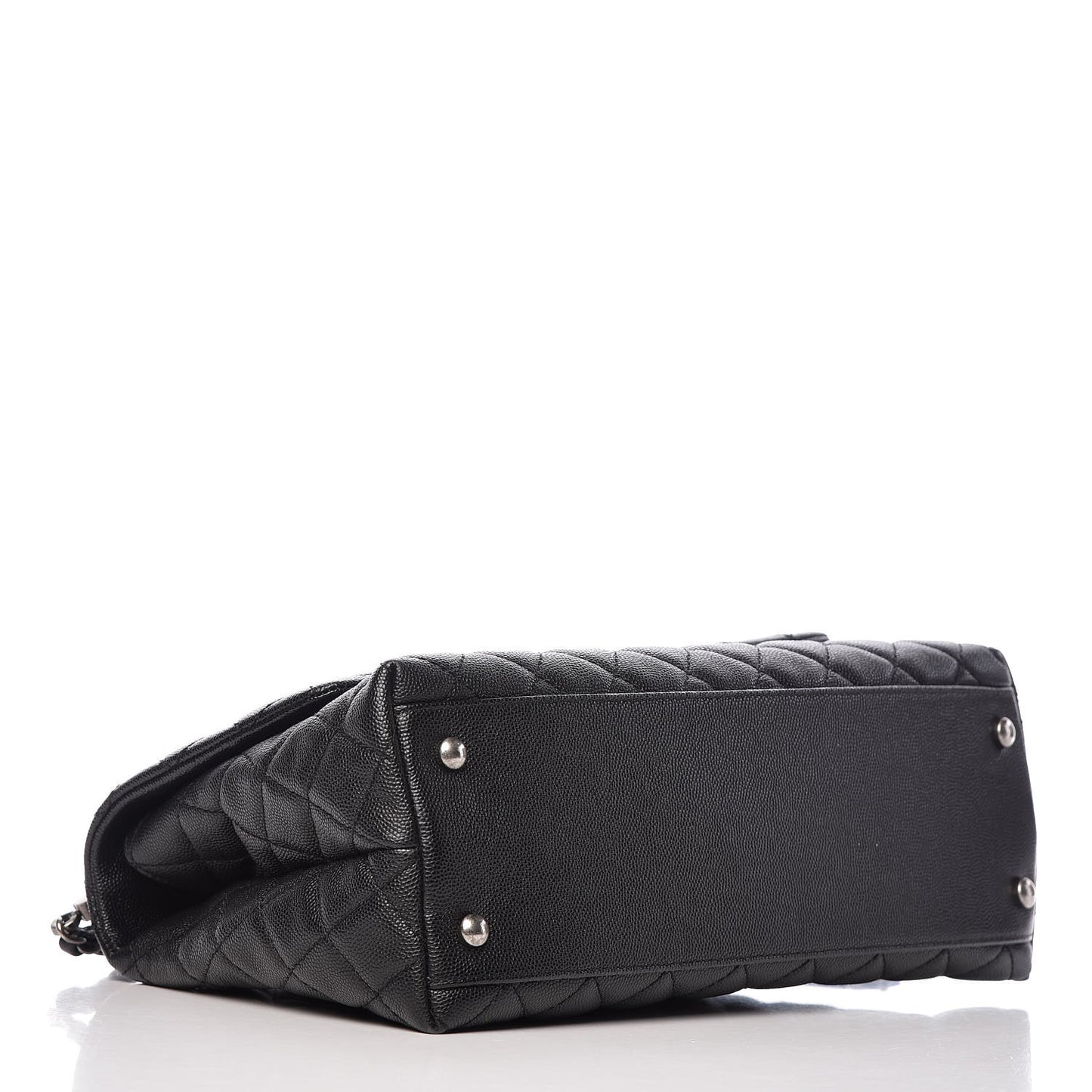 Caviar Lizard Quilted Small Coco Handle Flap Black