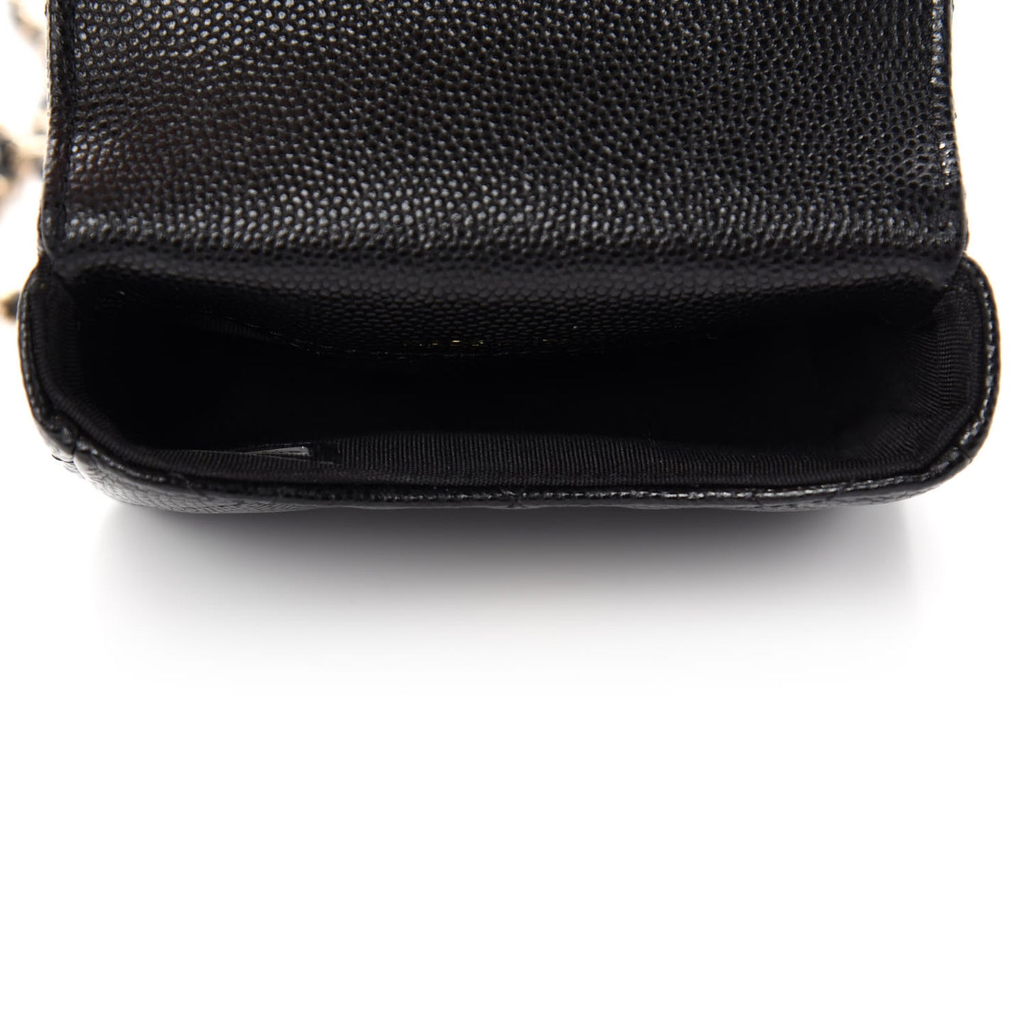 Caviar Quilted Pearl Card Holder On Chain Black