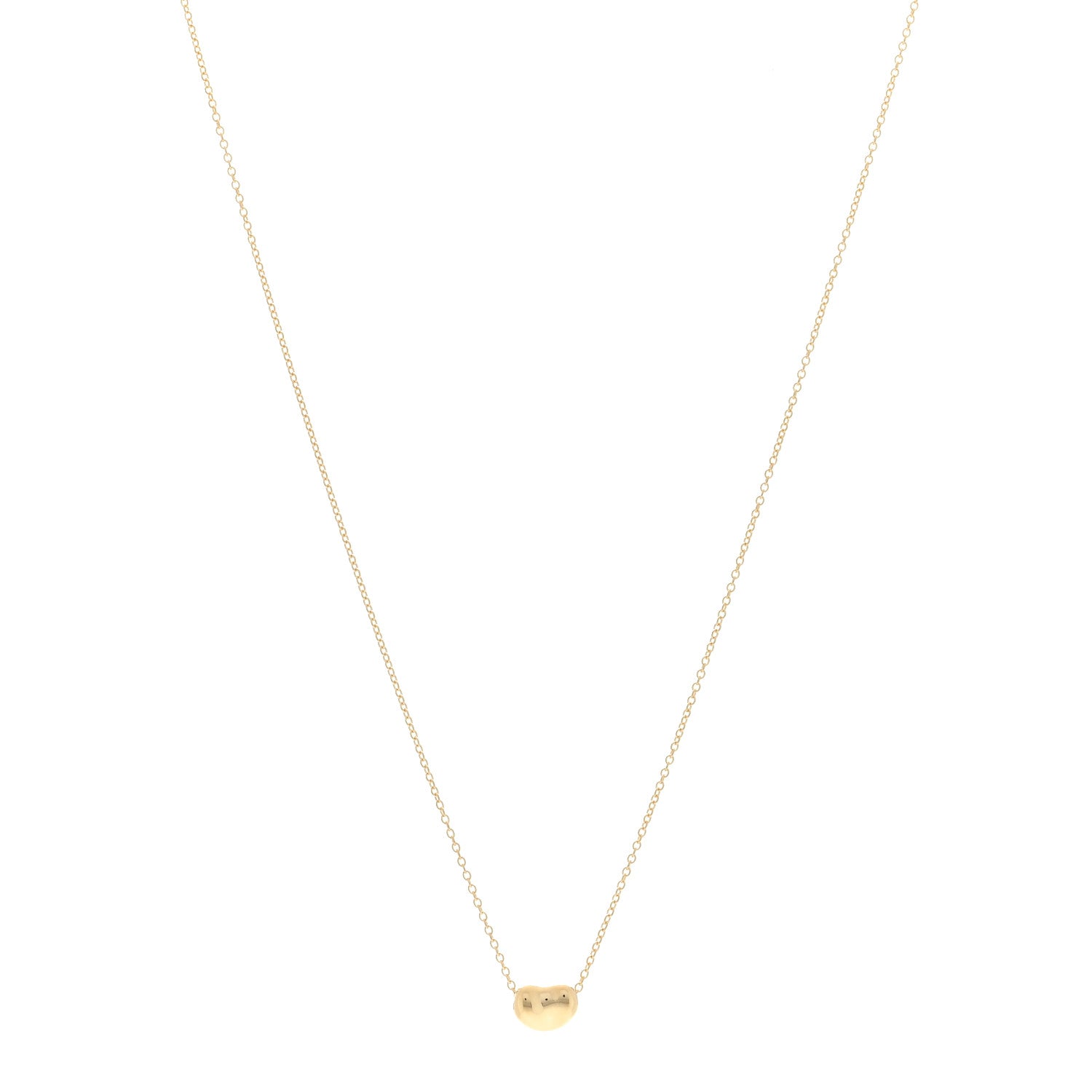 Tiffany 18K Yellow Gold 6.5mm Elsa Peretti Bean Pendant Necklace 1 of 3