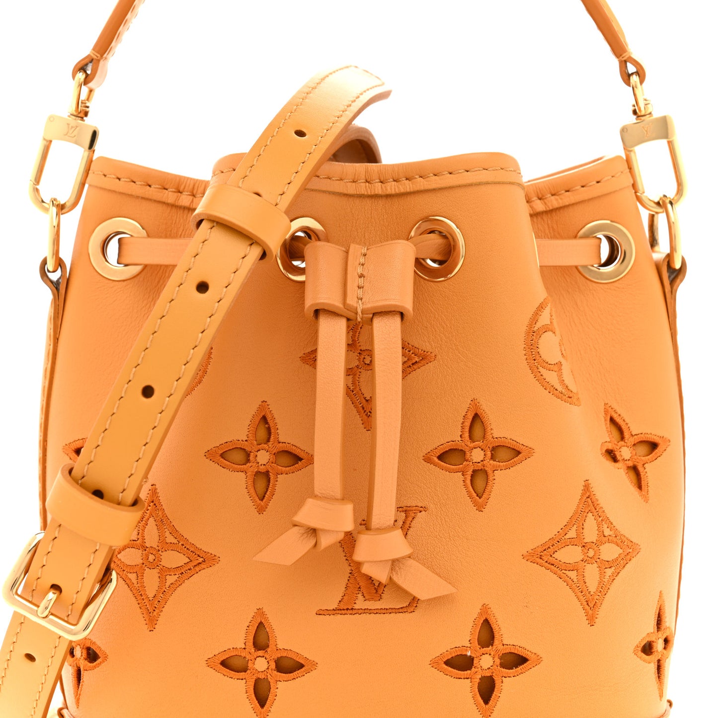 Perforated Calfskin Monogram Nano Noe Safran Yellow