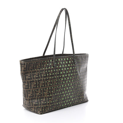 Fendi Zucca Spalmati Perforated Medium Roll Tote Tobacco Verde Pisel 2 of 9