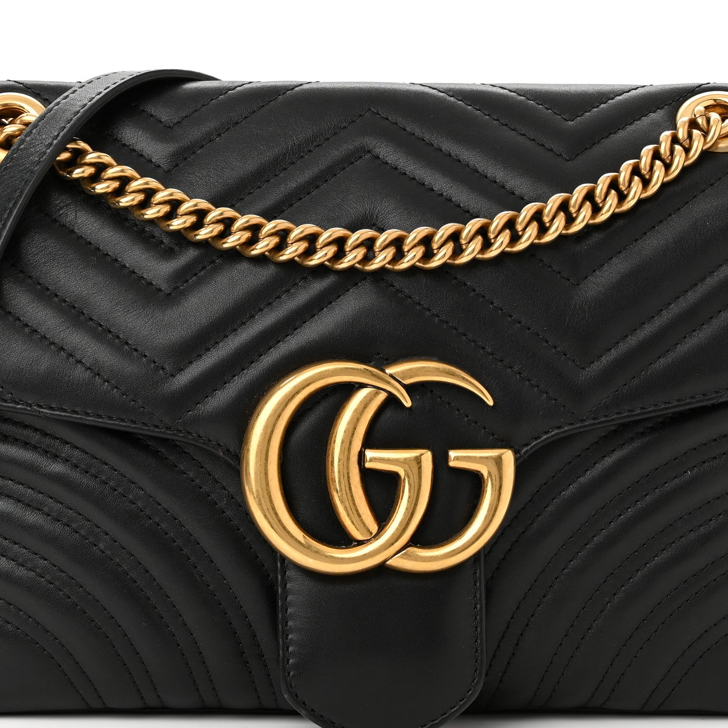 Calfskin Matelasse Medium GG Marmont Shoulder Bag Black