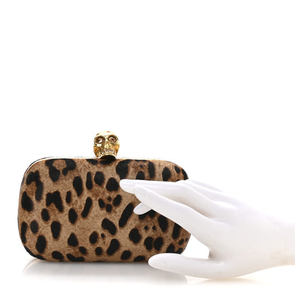 Alexander McQueen Calf Hair Leopard Print Skull Box Clutch 2 of 10