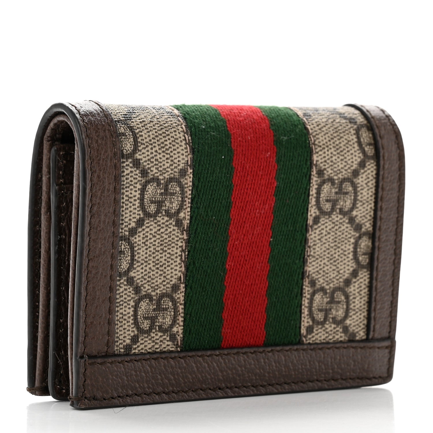 Gucci GG Supreme Monogram Web Ophidia Card Case Beige New Acero 3 of 7