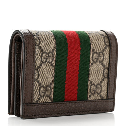 Gucci GG Supreme Monogram Web Ophidia Card Case Beige New Acero 3 of 7