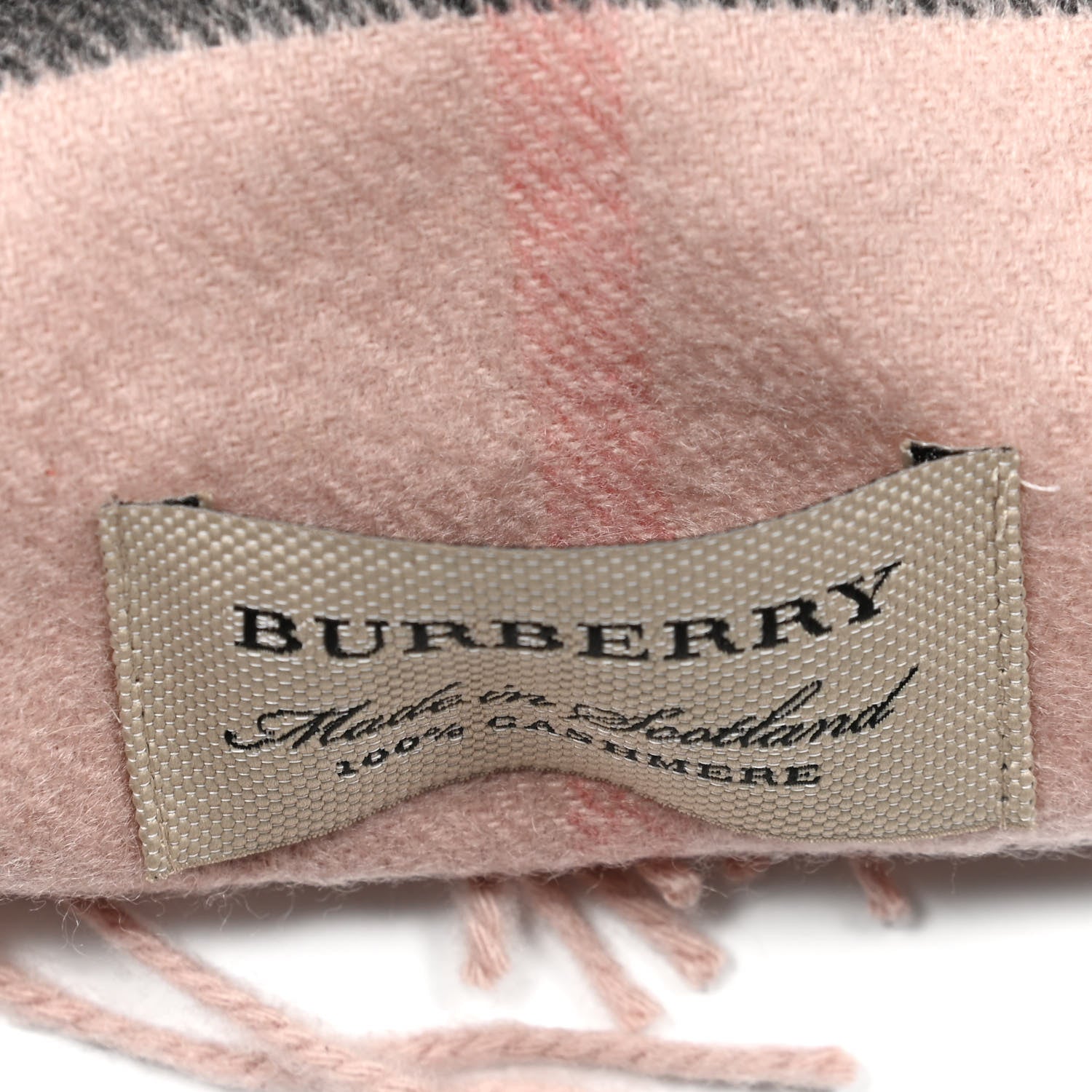 Burberry Cashmere Giant Icon Check Fringe Scarf Ash Rose 5 of 5