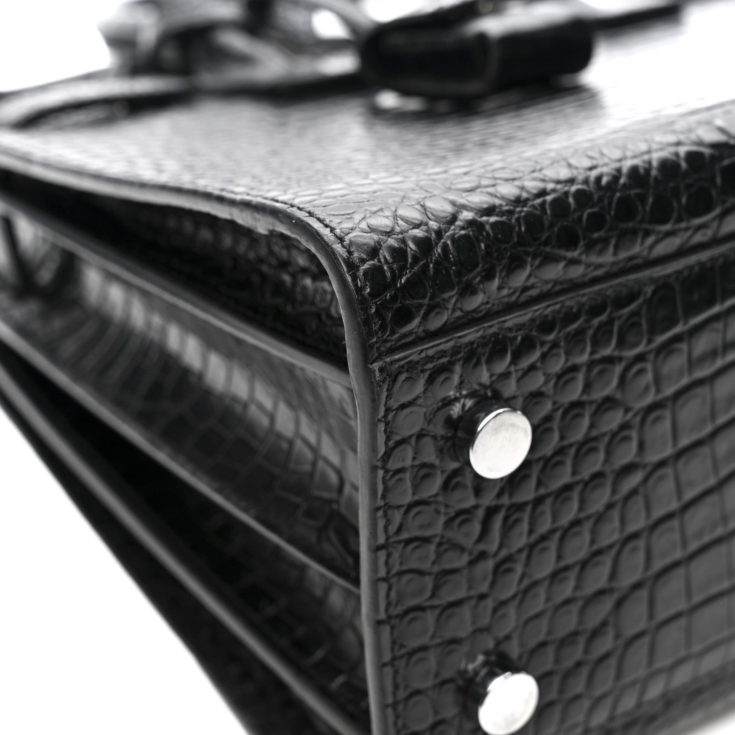 Saint Laurent Calfskin Crocodile Embossed Baby Sac De Jour Black 14 of 15