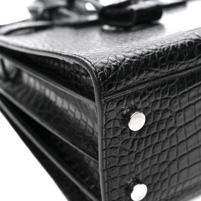 Saint Laurent Calfskin Crocodile Embossed Baby Sac De Jour Black 14 of 15