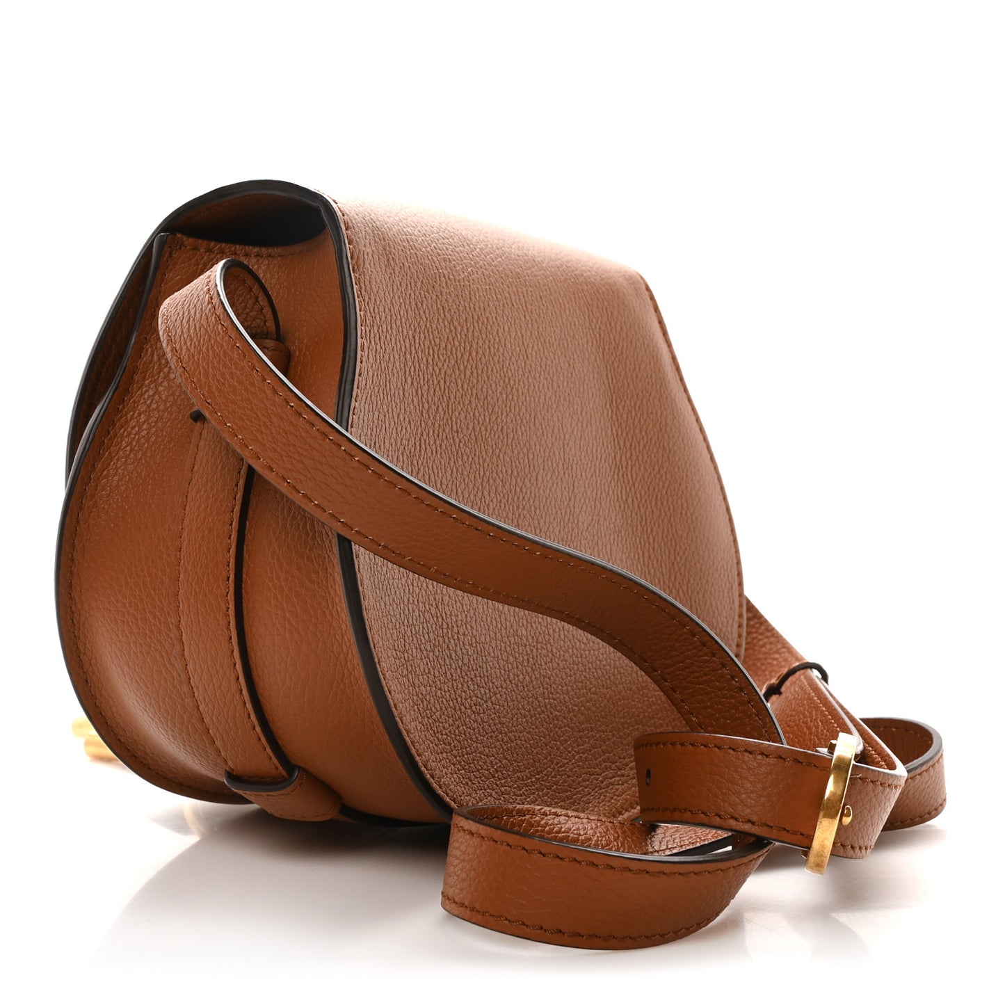 Grained Calfskin Small Marcie Saddle Bag Tan