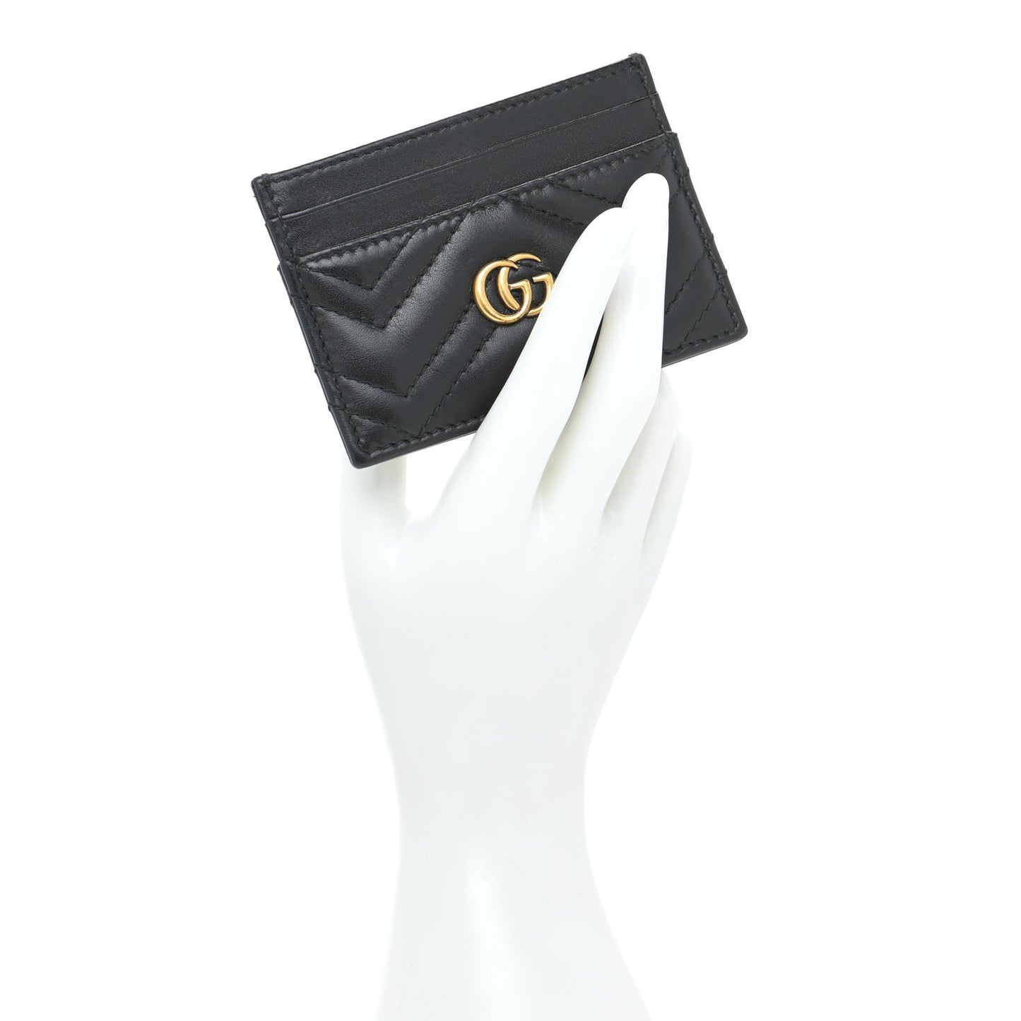 Calfskin Matelasse GG Marmont Card Holder Black