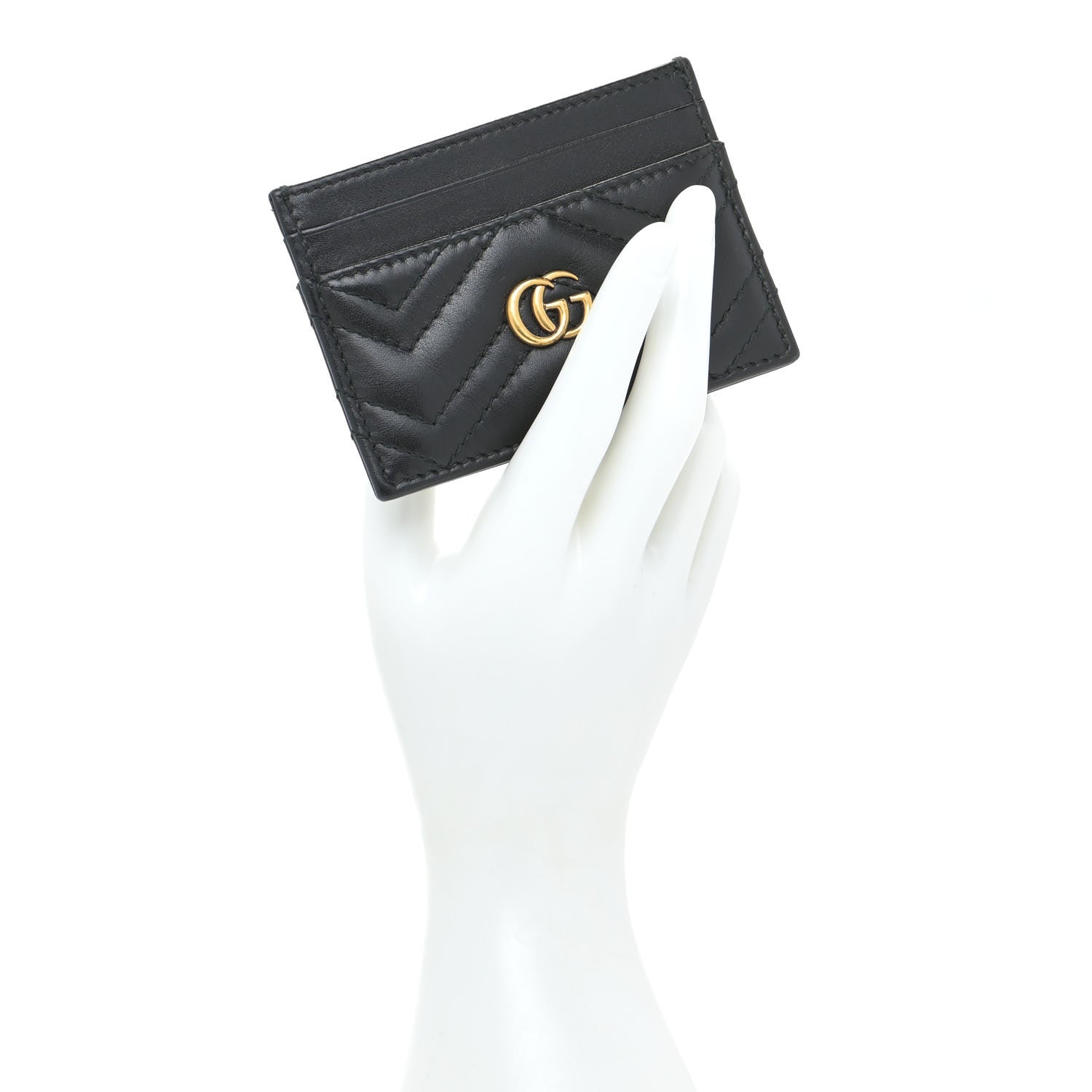 Gucci Calfskin Matelasse GG Marmont Card Holder Black 2 of 10