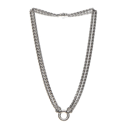 David Yurman Sterling Silver Diamond 18mm Double Wheat Chain Necklace 3 of 5
