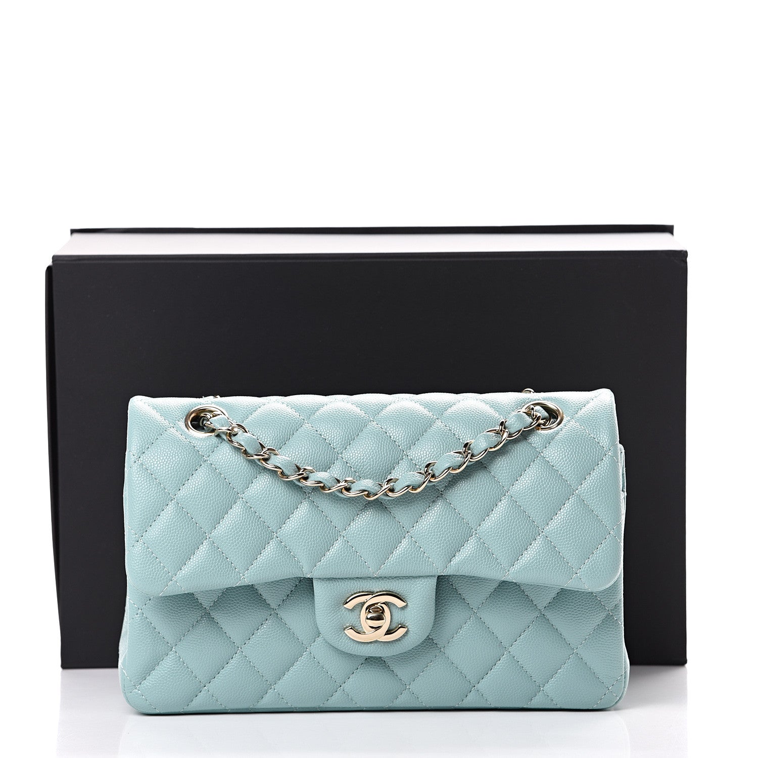 Chanel Caviar Quilted Small Double Flap Light Blue 10 of 10