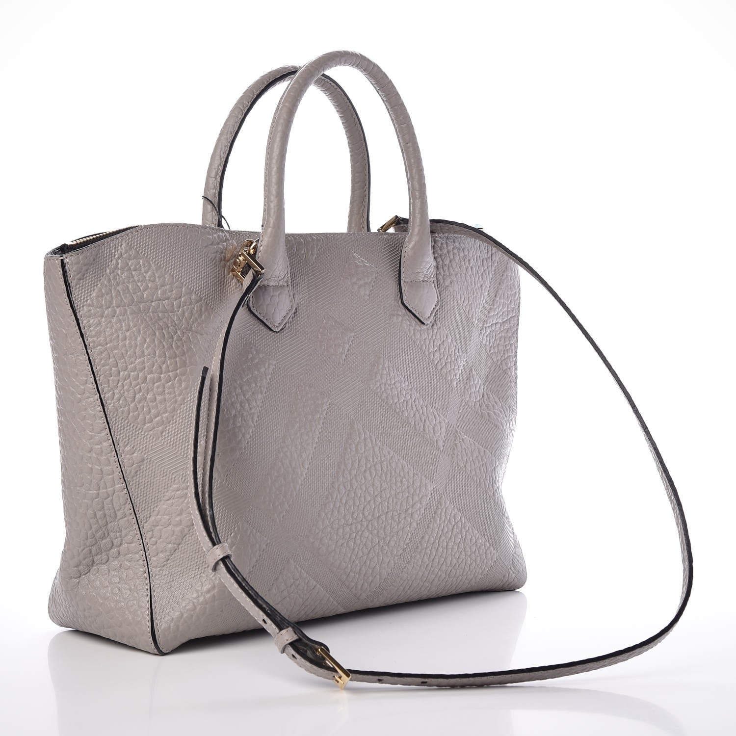 Burberry Heritage Grain Check Embossed Medium Dewsbury Tote Pale Grey 4 of 8