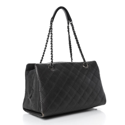 Chanel Calfskin Diamond Embossed Large CC Zip Shopping Tote Grey 2 of 4
