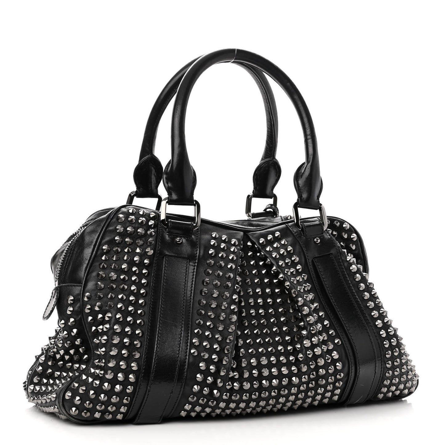 Prorsum Calfskin Studded Knight Satchel Black