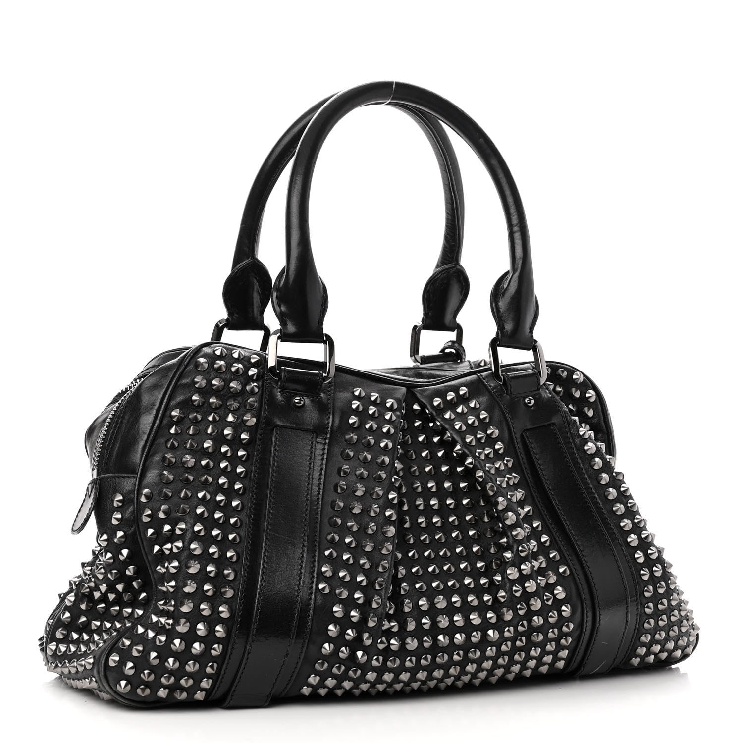 Burberry Prorsum Calfskin Studded Knight Satchel Black 3 of 13