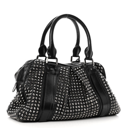 Burberry Prorsum Calfskin Studded Knight Satchel Black 3 of 13