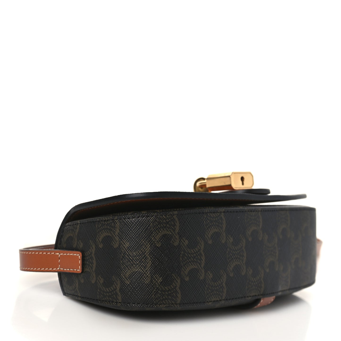 Triomphe Canvas Calfskin Tabou Clutch on Strap Tan