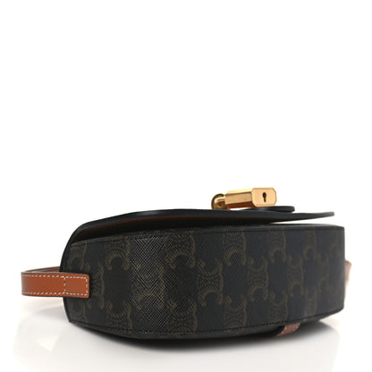 Celine Triomphe Canvas Calfskin Tabou Clutch on Strap Tan 4 of 8