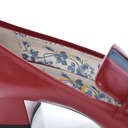 Gucci Goatskin Feline Ginger Loafer Pumps 40.5 Hibiscus Red Blue 8 of 9