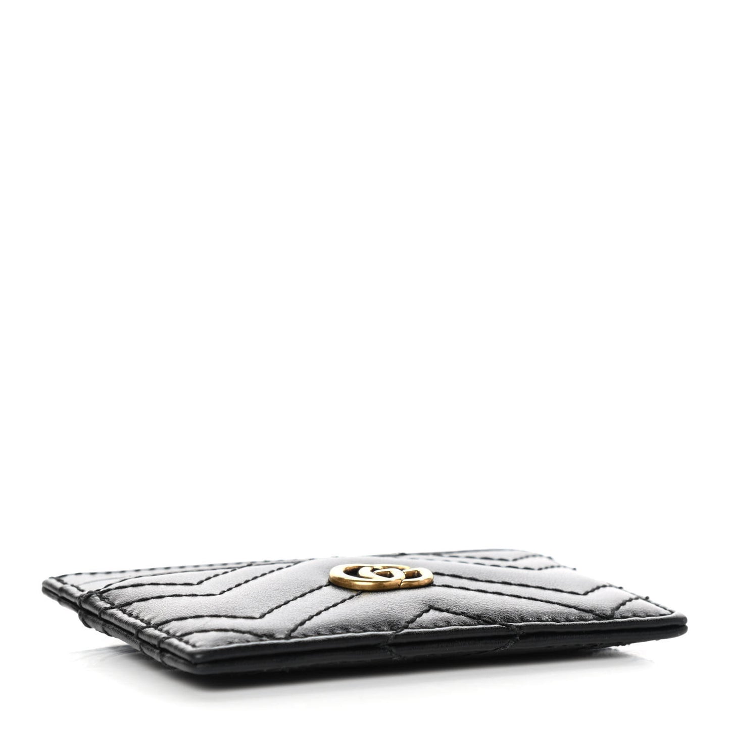 Calfskin Matelasse GG Marmont Card Holder Black