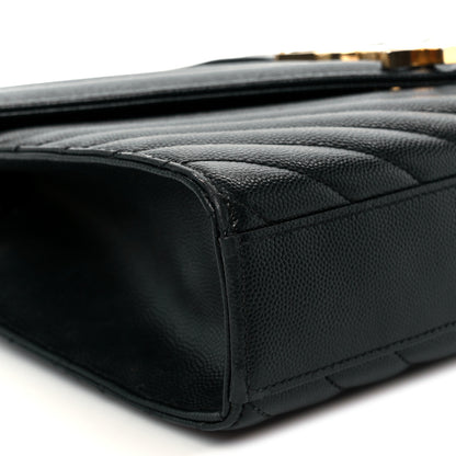 Saint Laurent Grain De Poudre Matelasse Chevron Medium Monogram Satchel Black 10 of 11