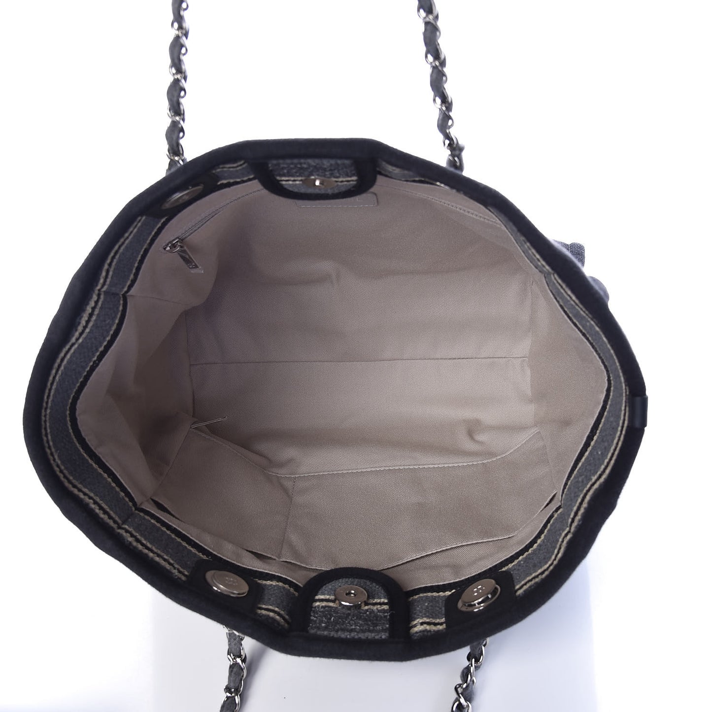 Striped Canvas Small Deauville Tote Grey Black