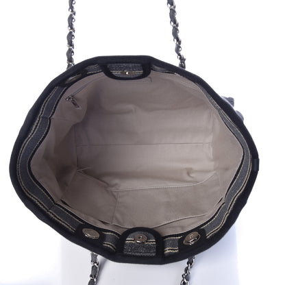 Chanel Striped Canvas Small Deauville Tote Grey Black 5 of 11