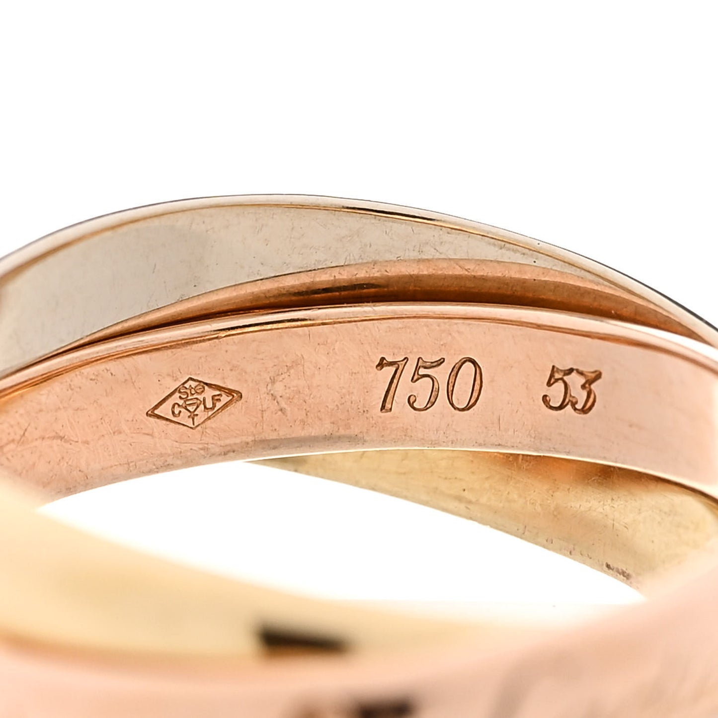 18K Pink Yellow White Gold Classic Les Must De Cartier Trinity Ring 53 6.25