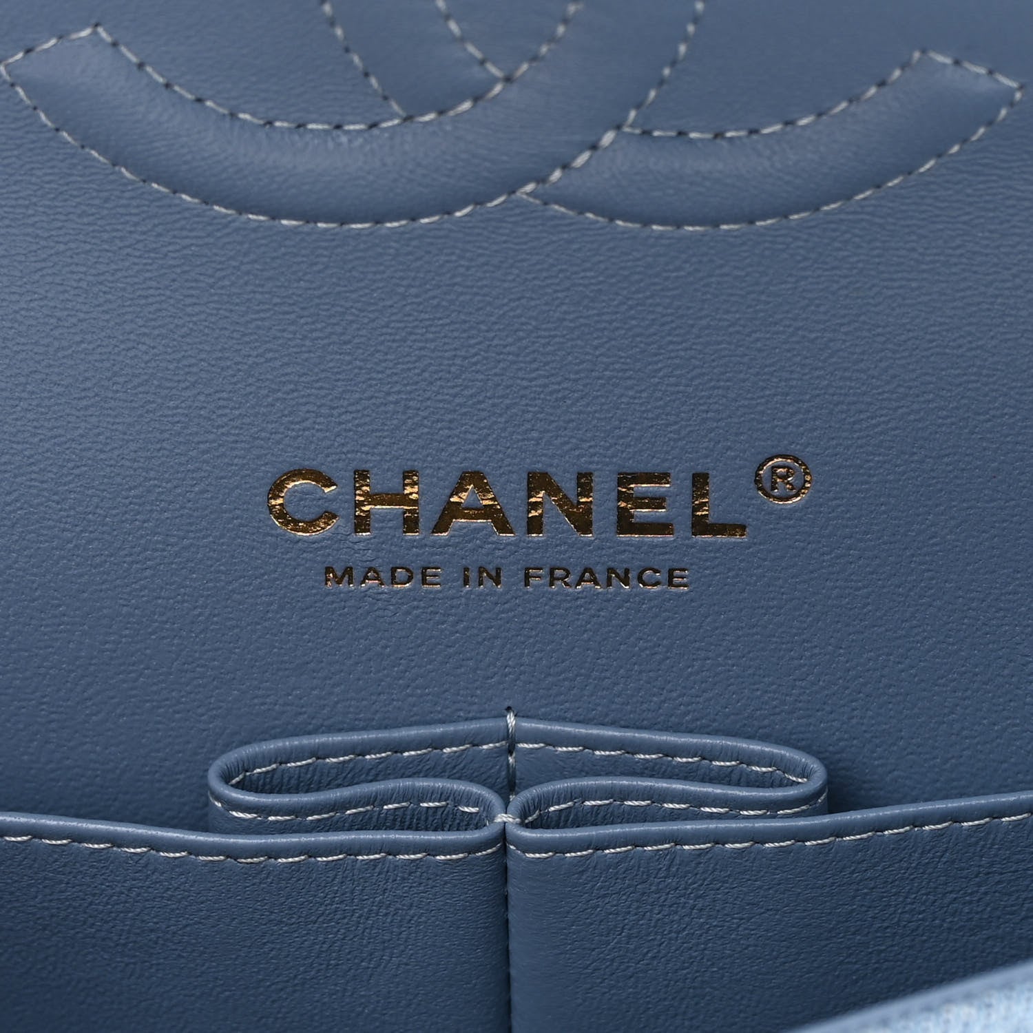 Chanel Printed Denim Quilted Medium Double Flap Light Blue 6 of 13