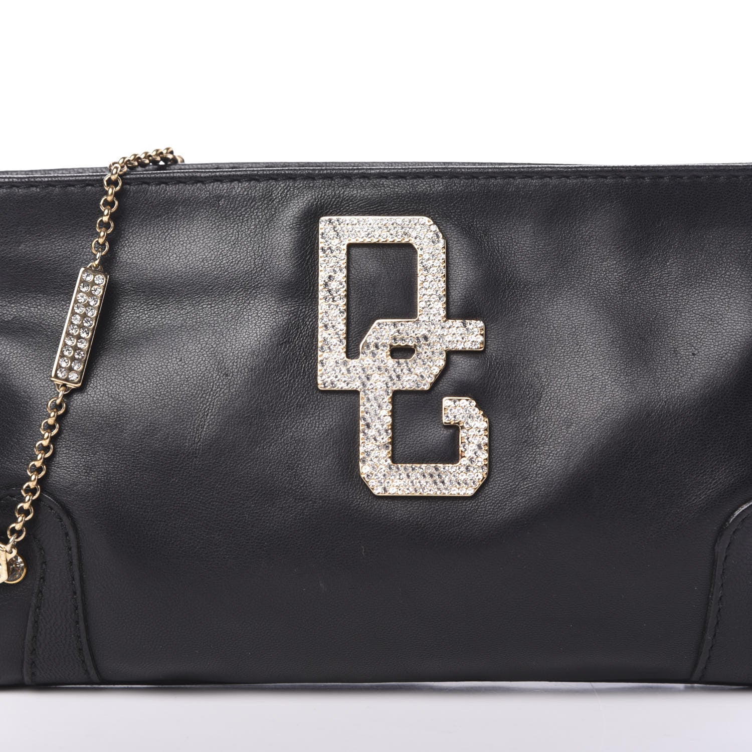 Dolce & Gabbana Calfskin Crystal Pochette Black 6 of 8