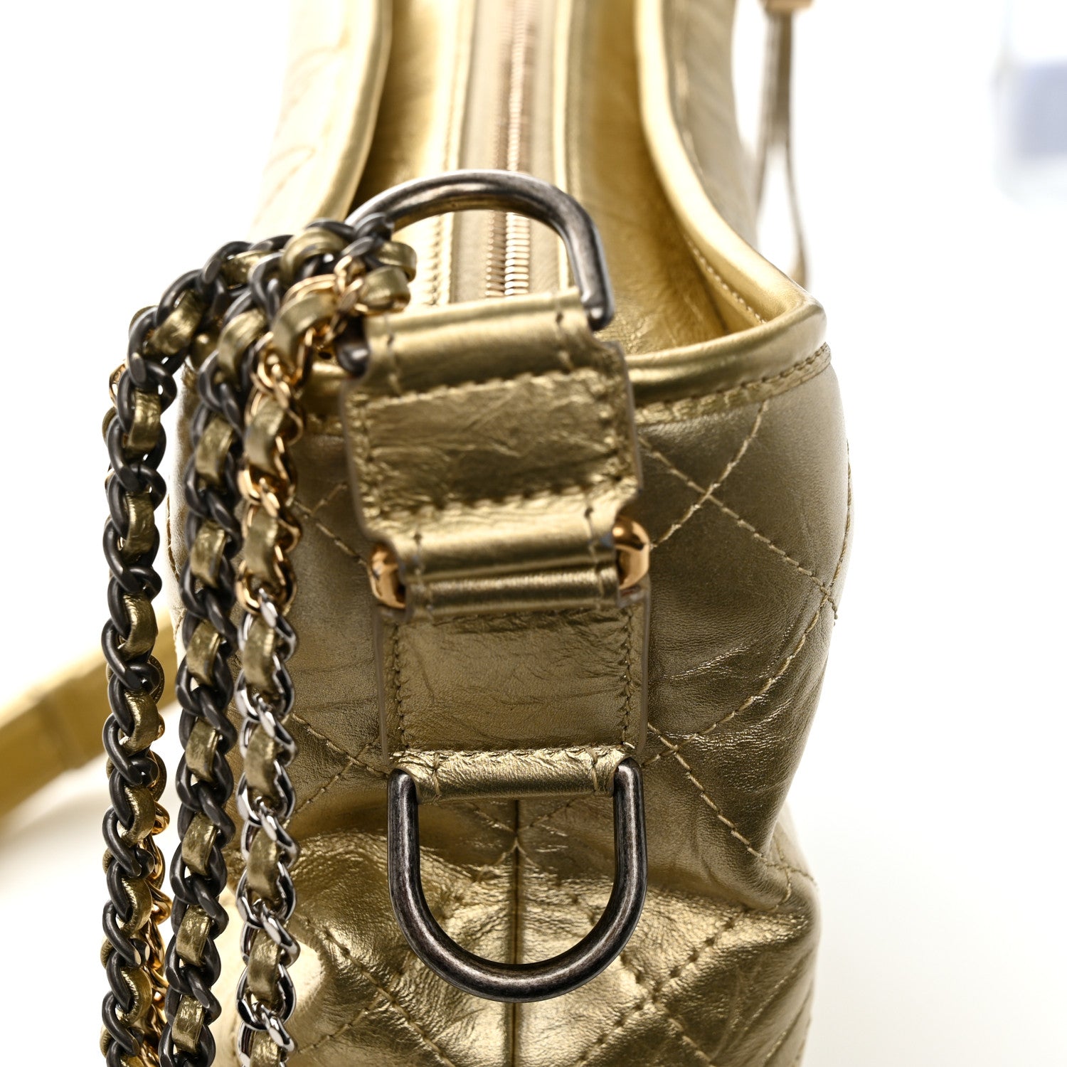 Chanel Metallic Aged Calfskin Quilted Medium Gabrielle Gold 11 of 15