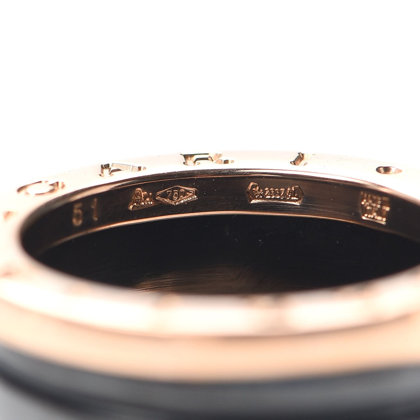 18K Rose Gold Black Ceramic B.Zero1 Four-Band Ring 51 5.75