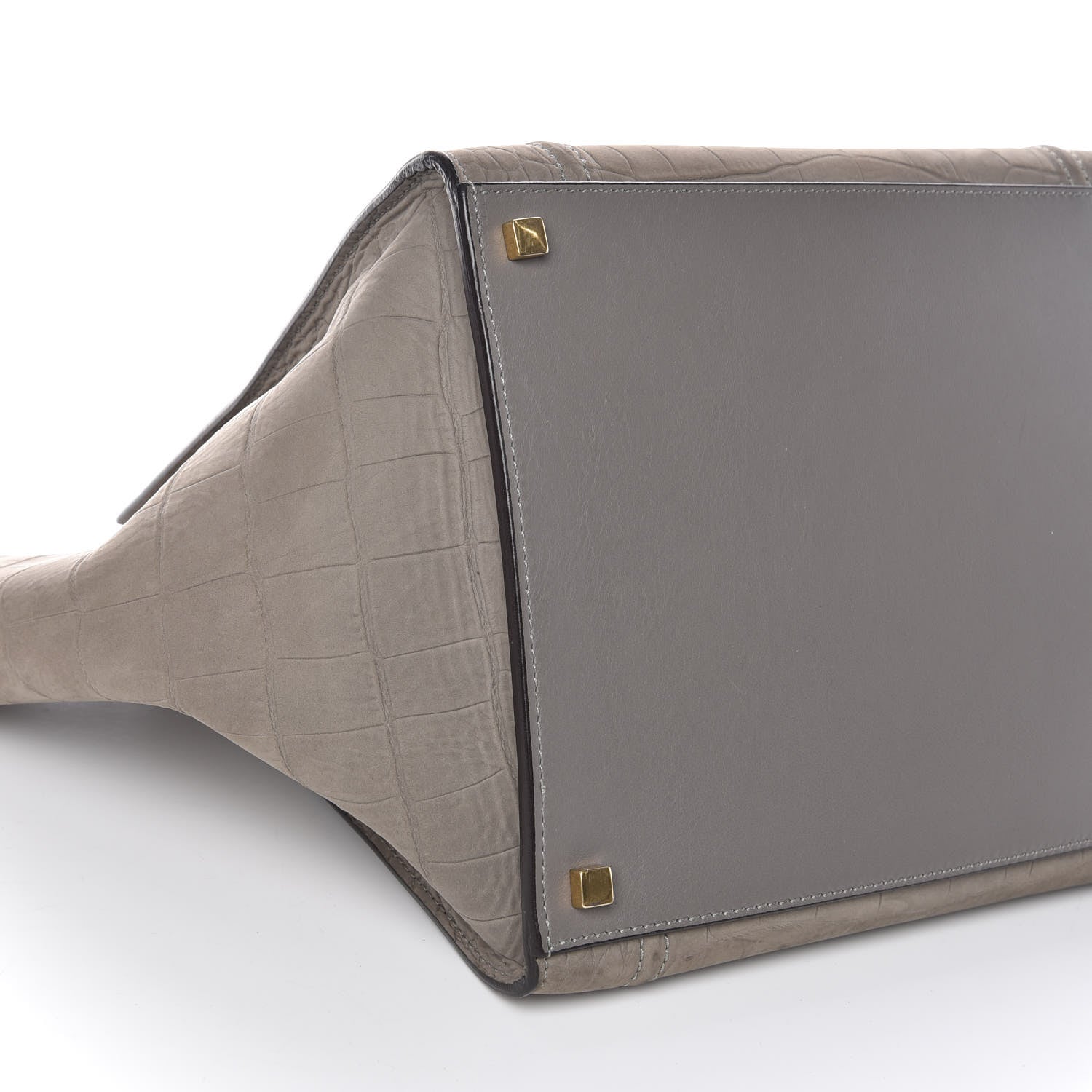 Celine Crocodile Embossed Nubuck Medium Phantom Luggage Grey 5 of 9