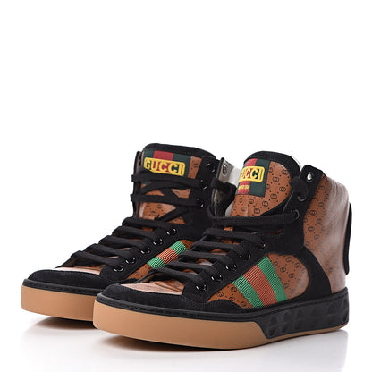 Gucci X DAPPER DAN Calfskin Suede GG Micro Monogram Womens High Top Sneakers 37 Black Cuir Ebony 3 of 12