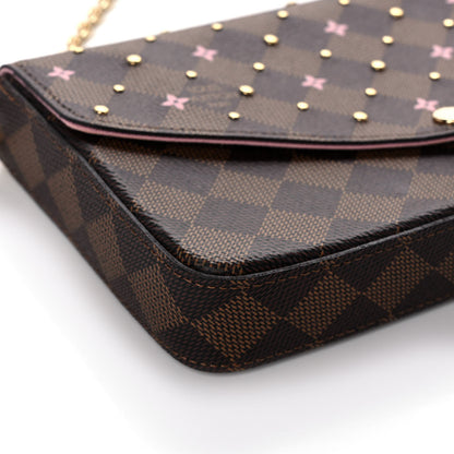 Louis Vuitton Damier Ebene Studded Pochette Felicie Chain Wallet 11 of 13