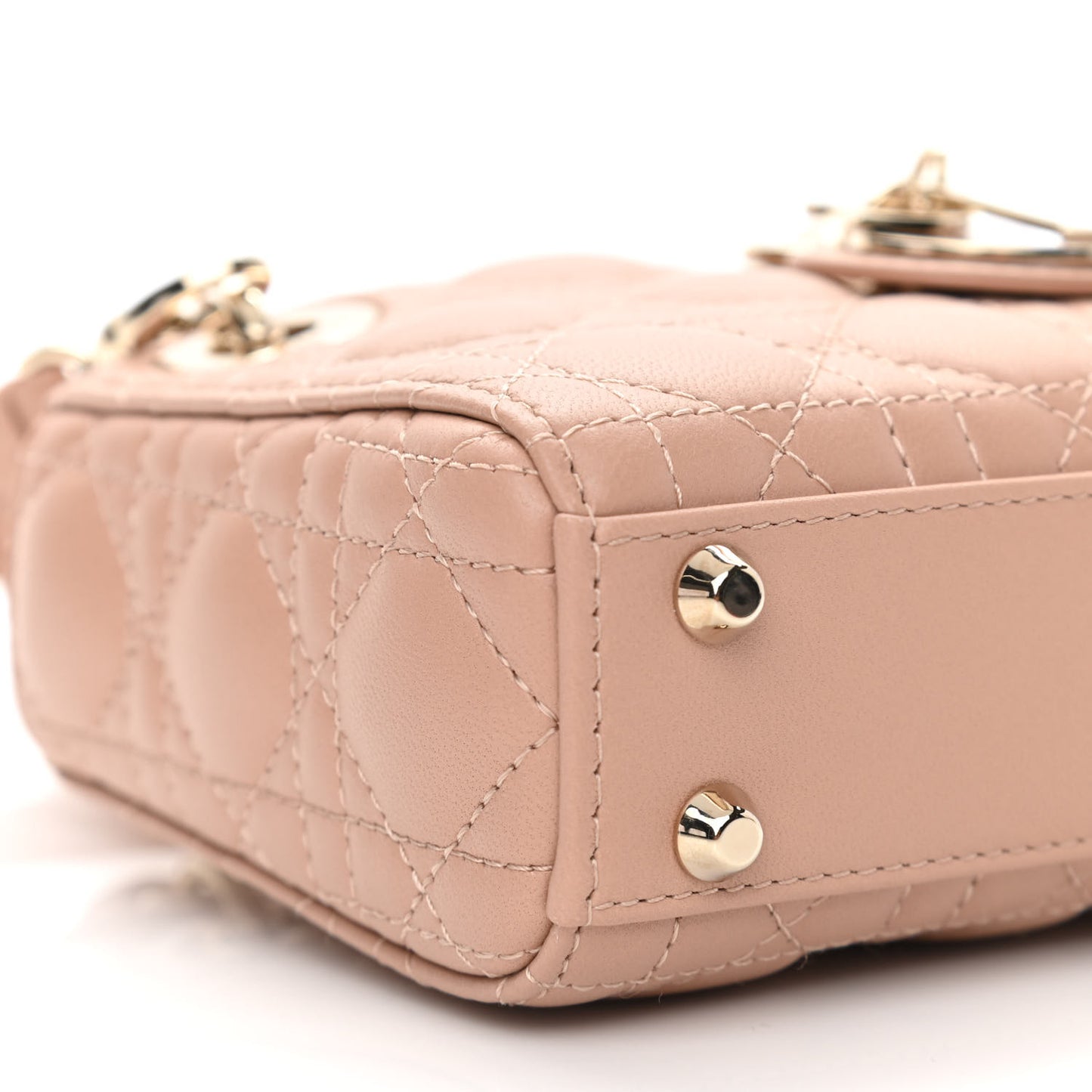 Lambskin Cannage Micro Lady Dior Rose Des Vents