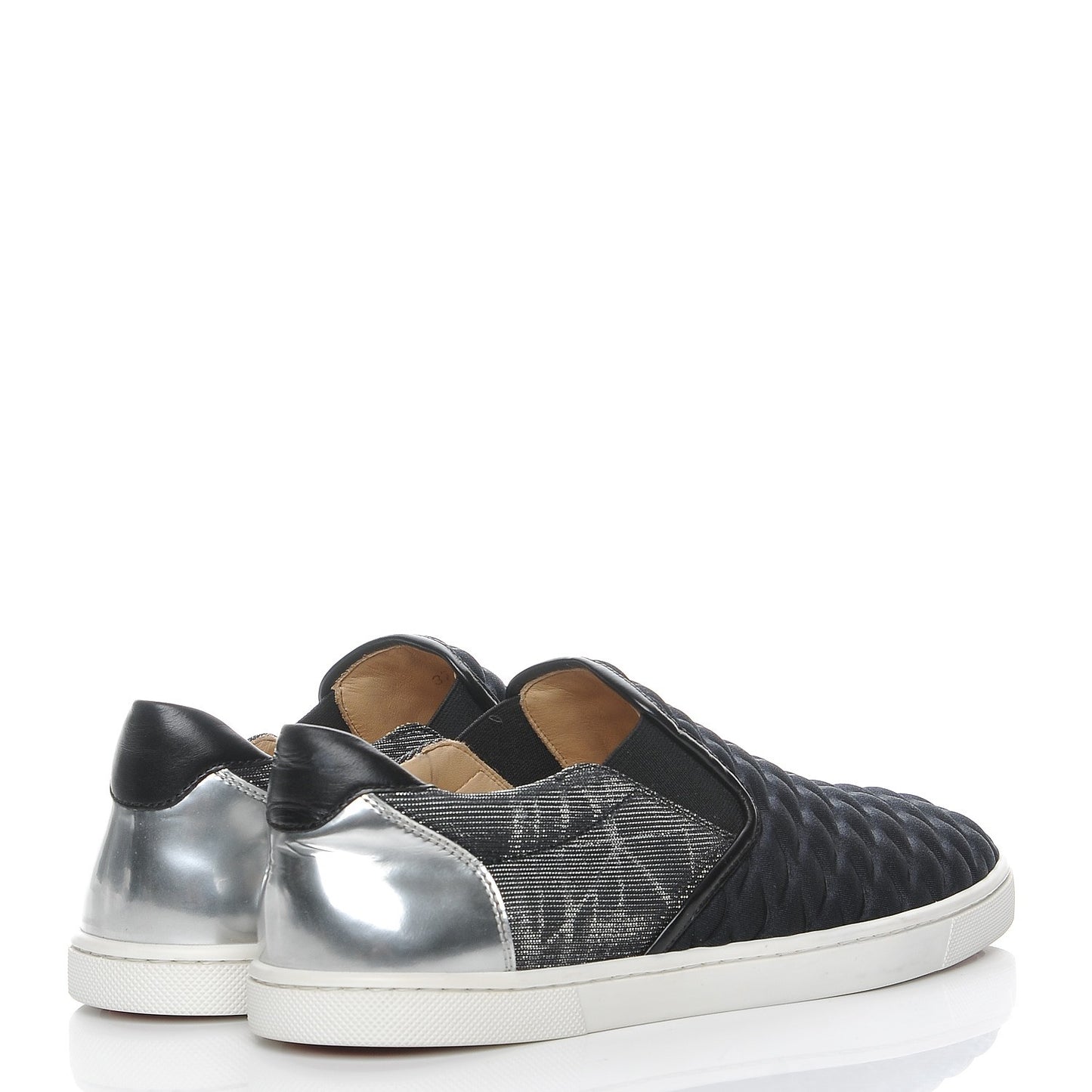 Quilted Master Key Flat Skate Sneaker 37.5 Black Silver